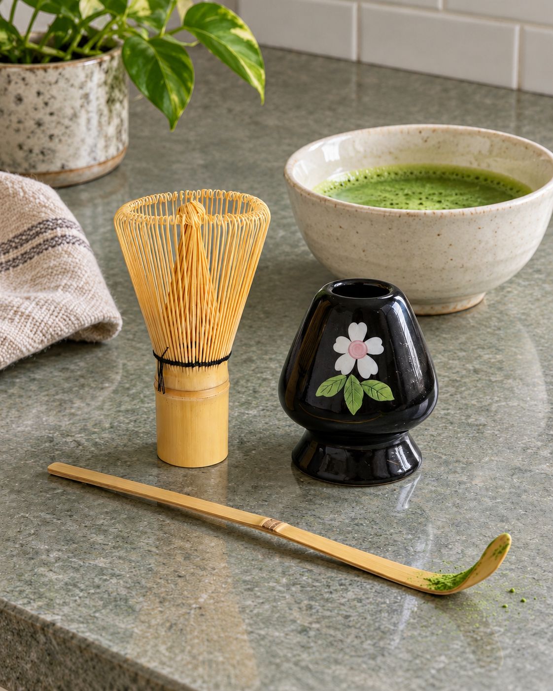 Floral Three-Piece Matcha Set
