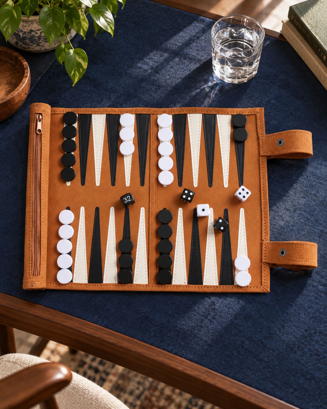 Brown Roll-Up Backgammon Set