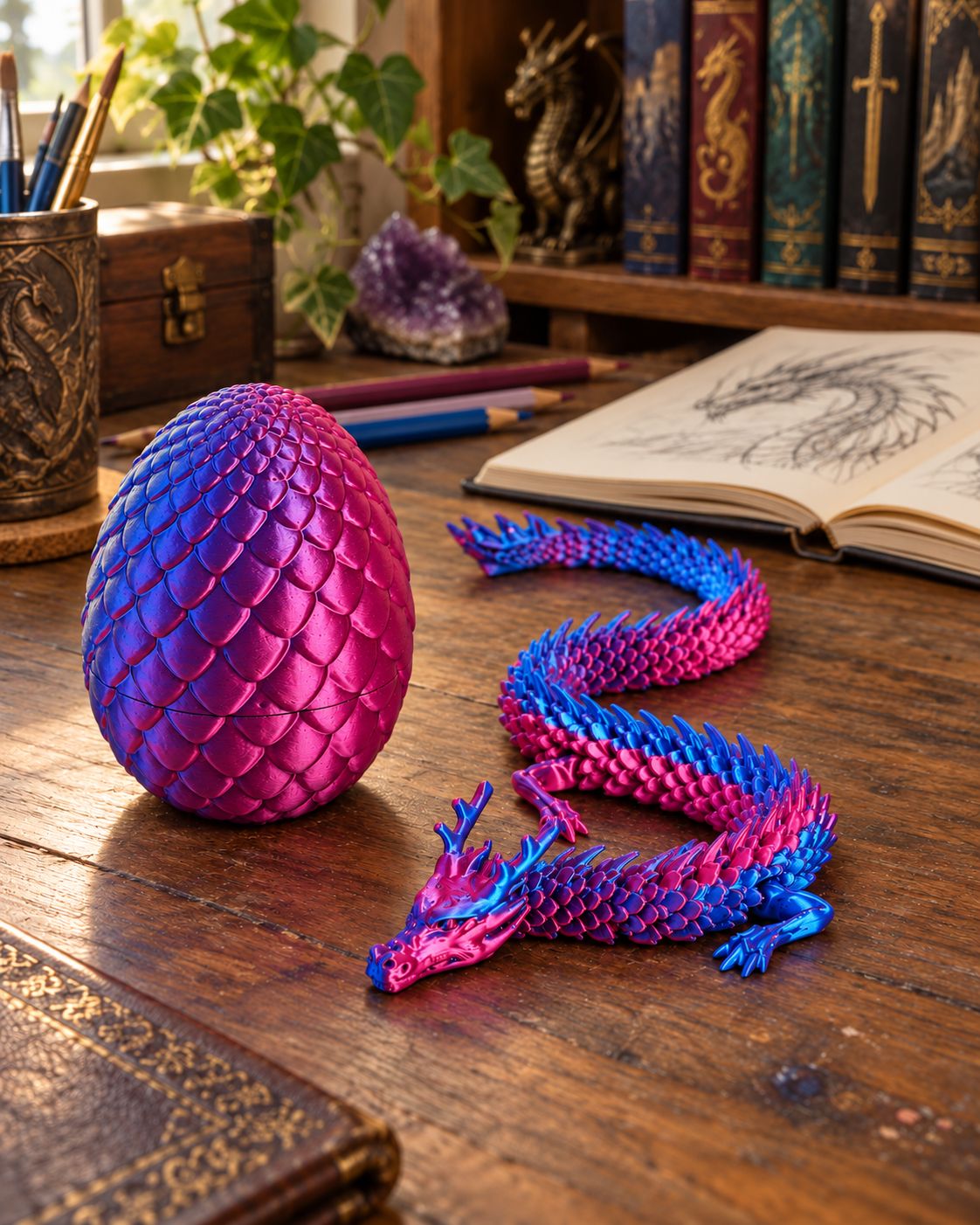 Blue-Violet Articulated Dragon and Egg