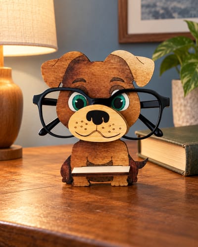 Dog Eyeglasses Holder: Brown dog