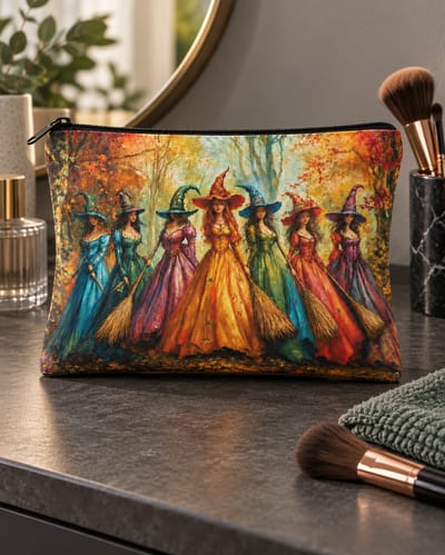 Woodland Witch Makeup Pouch against a muted matte-paper background