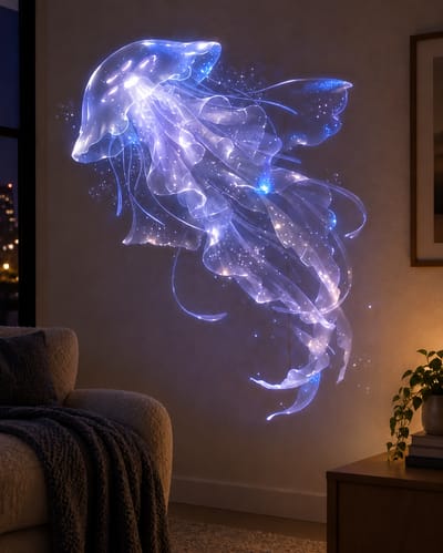 Jellyfish pattern projected on a wall