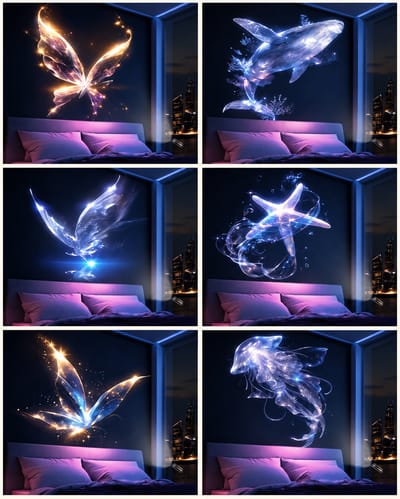 Six separate examples of projected patterns
