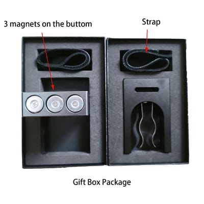 Magnetic Cigar Holder: Magnetic underside, strap and packaging