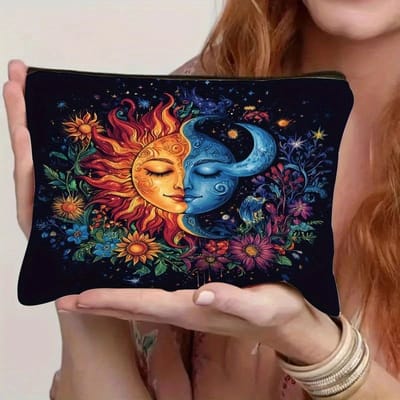 Celestial Makeup Pouch: Celestial print held for scale