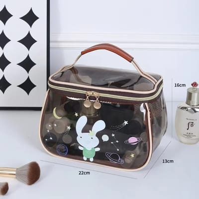 Bunny-Print Makeup Case: Bunny case with supplier measurements
