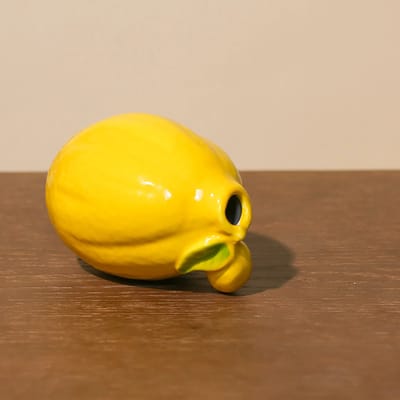 Lemon Ceramic Vase: Close-up of the vase opening
