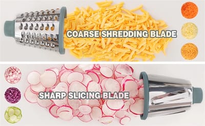 Hand-Crank Rotary Grater: Drum cutting surfaces and example results