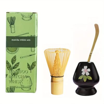 Floral Matcha Set: Floral holder, whisk and scoop set