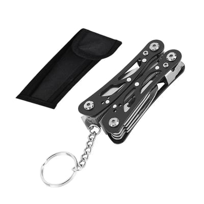Folding Multitool with Pouch: Folded tool and pouch