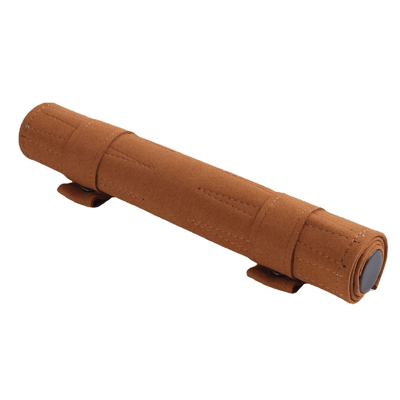 Brown Roll-Up Backgammon Set: Rolled closed for storage