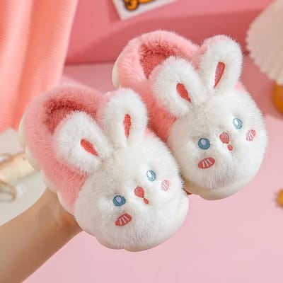 Pink Bunny Onesie and Slippers: Bunny slippers close-up