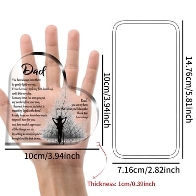 Heart Plaque for Dad: Plaque held for scale and measurements