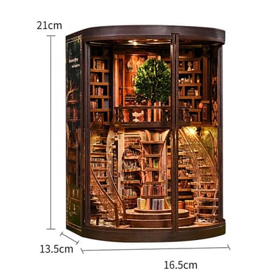 Tree Library Book Nook Kit: Assembled library measurements