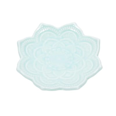 Blue Lotus Jewelry Dish: Blue dish and embossed lotus pattern