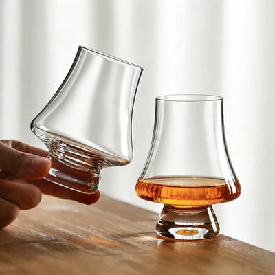 Whiskey Tasting Set: Glass held at an angle