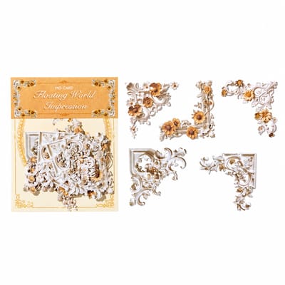 Ornate Floral Corner Stickers: Selected floral corner designs and packaging
