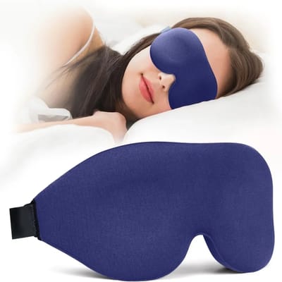 Navy Blue 3D Sleep Mask: Navy mask shown in use