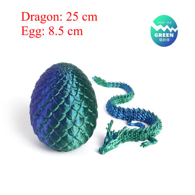 Articulated Dragon and Egg: Green-blue option and measurements