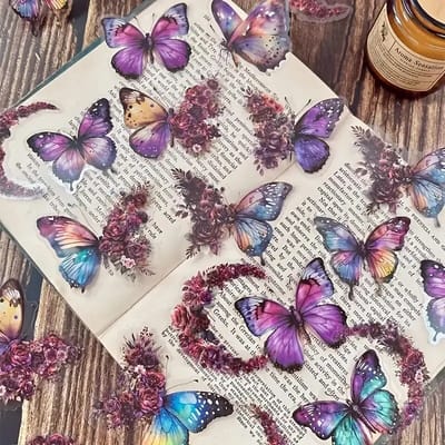 Butterfly Sticker Pack: Purple butterfly designs laid out