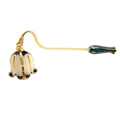 Floral Candle Snuffer: Floral bell and green handle detail