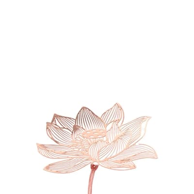 Pink Lotus Metal Bookmark: Close-up of the metal flower