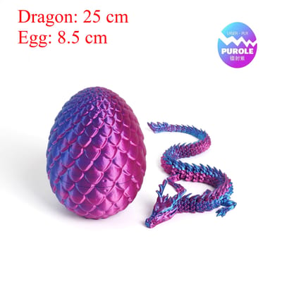 Articulated Dragon and Egg: Purple-blue dragon and egg measurements