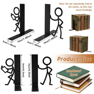 Reading Figure Metal Bookends: Figure shapes, bases and measurements