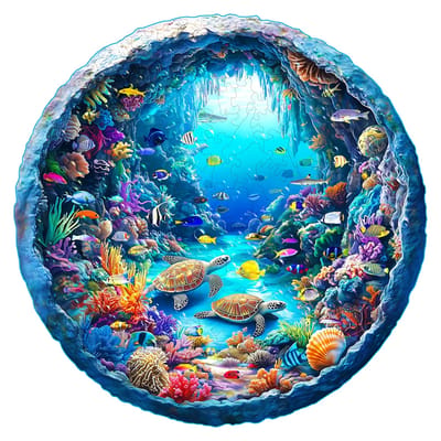 Mini Ocean Scene Wooden Puzzle: Close-up of the ocean artwork