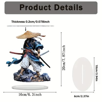 Samurai Acrylic Desk Ornament: Ornament and base measurements