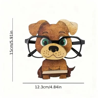 Dog Eyeglasses Holder: Brown dog with supplier measurements