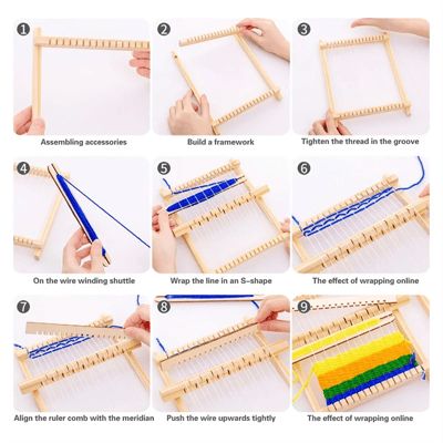 Mini Weaving Loom Kit: Threading and weaving sequence