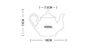 Diagram shows the teapot outline, its dimensions and 400 mL capacity.