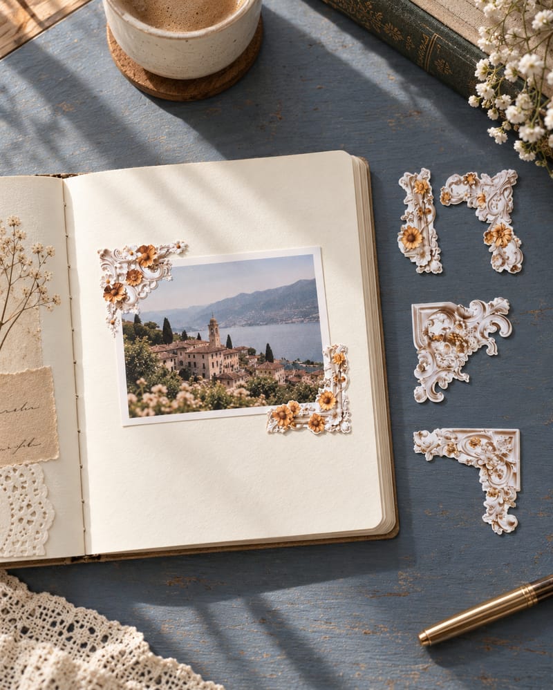 Ornate Floral Corner Stickers