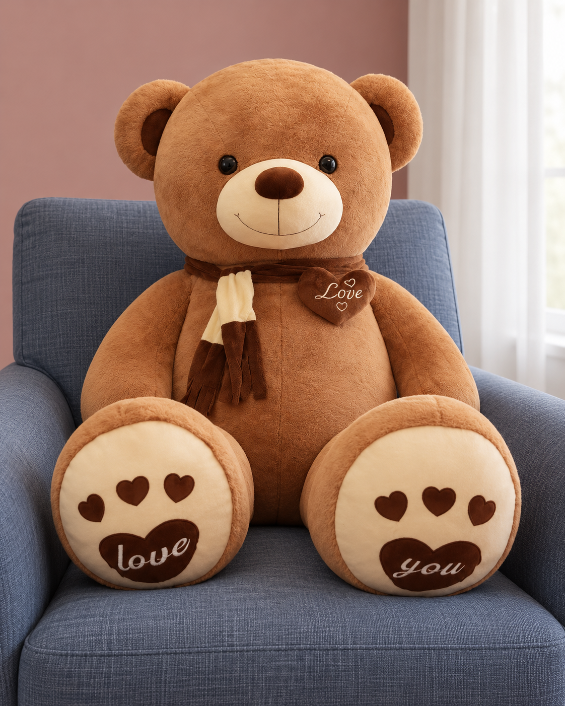 80 cm Love-Message Teddy Bear: Brown, 80 cm