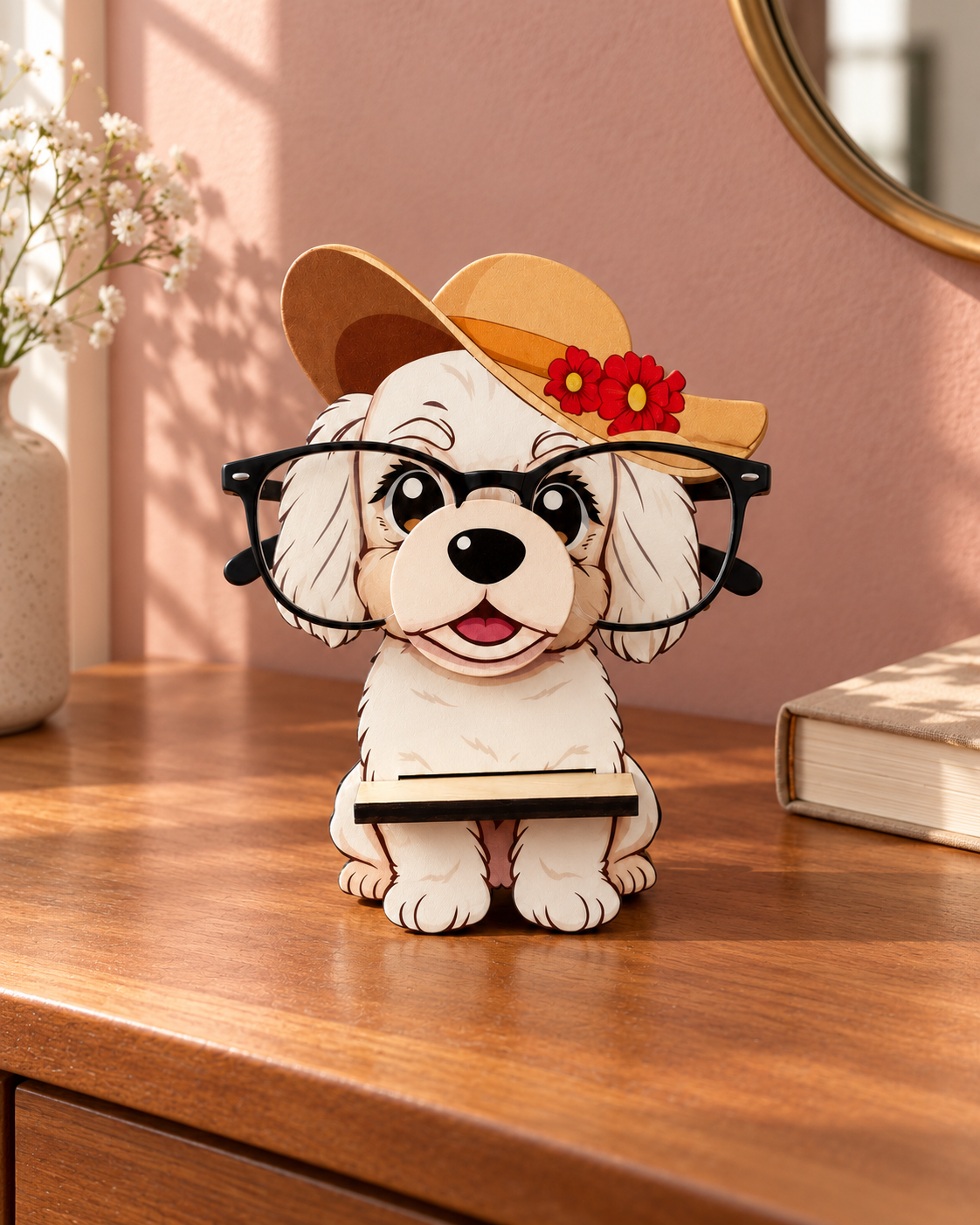 Dog Eyeglasses Holder: White dog
