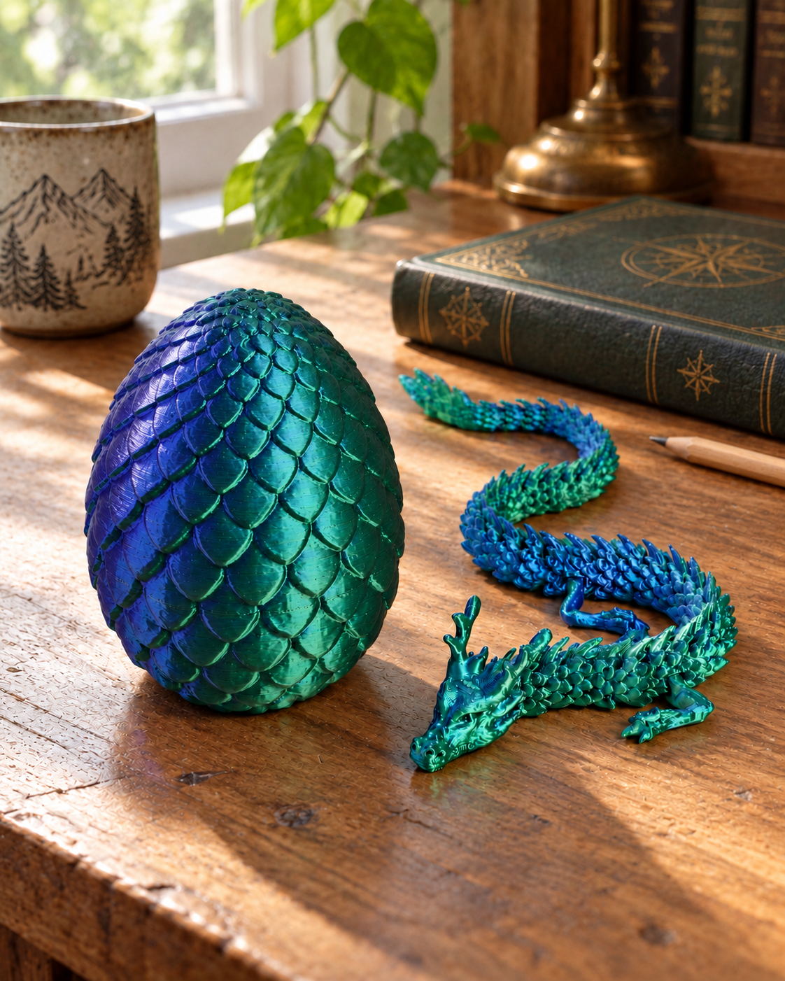 Blue-Violet Articulated Dragon and Egg: Green-blue